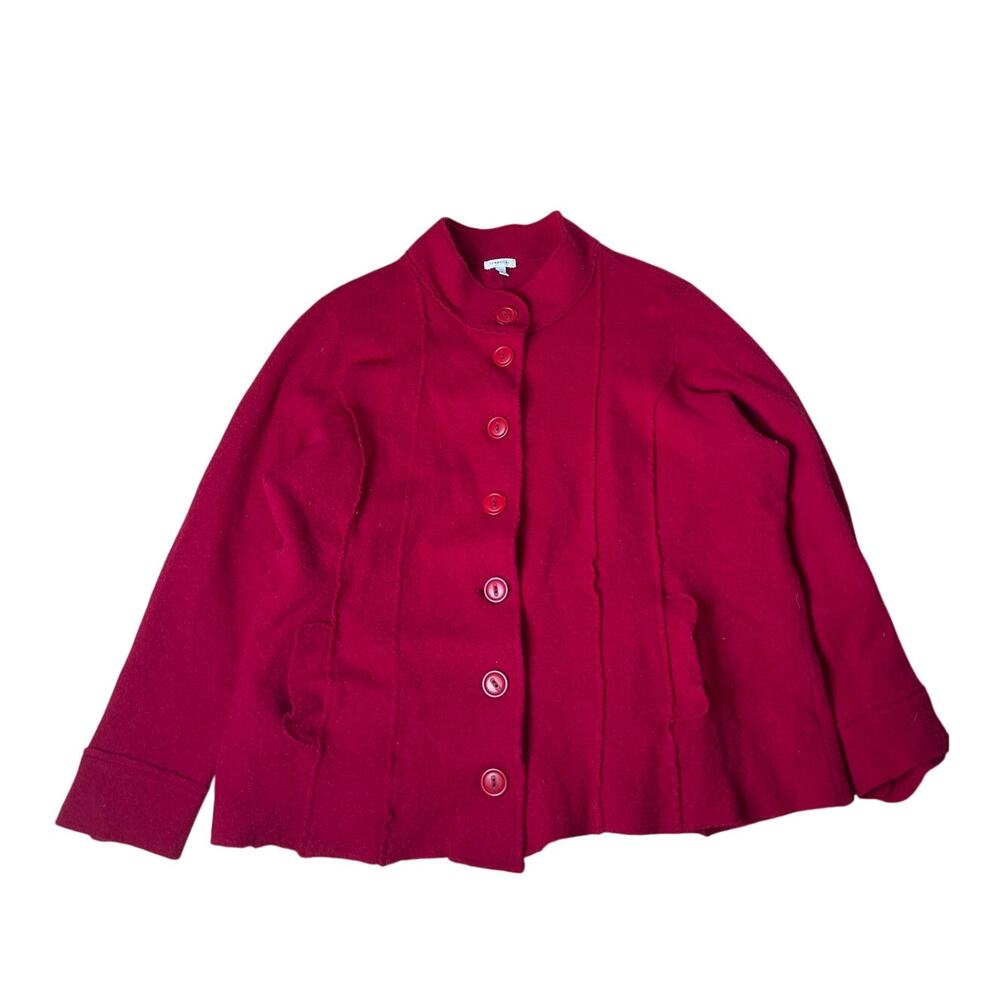Semantiks Women's Button Front Red 100% Wool Jacket Size 2X